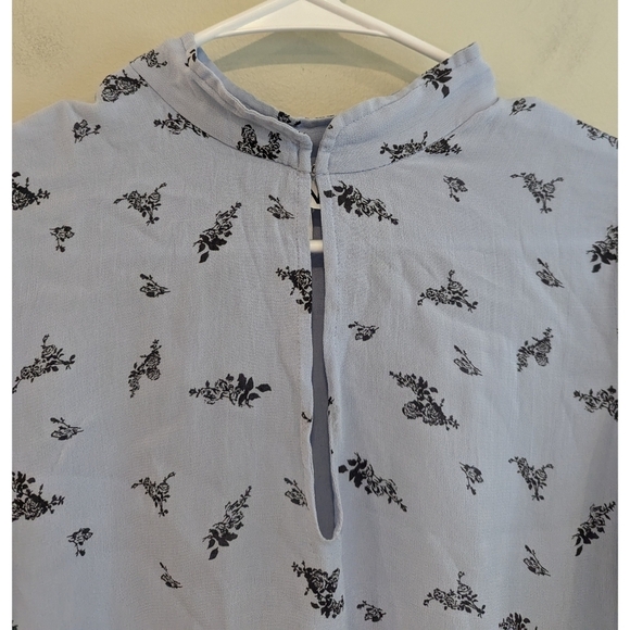 Ganni Georgette Blue Long Sleeve Keyhole Dress Size 8 - Picture 4 of 9